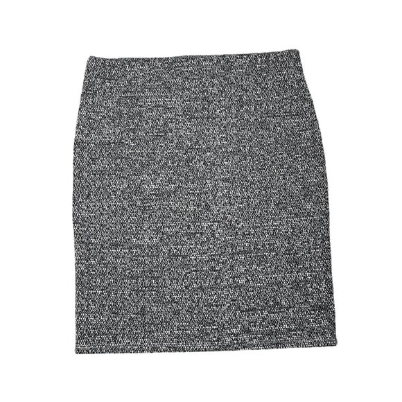 LOFT Tweed Pencil Skirt Womens Black White Speckled Pull On Size XSP - Picture 2 of 9